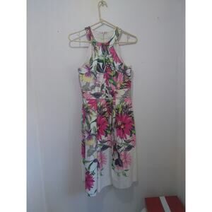 Eliza J Size 4 Sleeveless Floral Cotton Dress